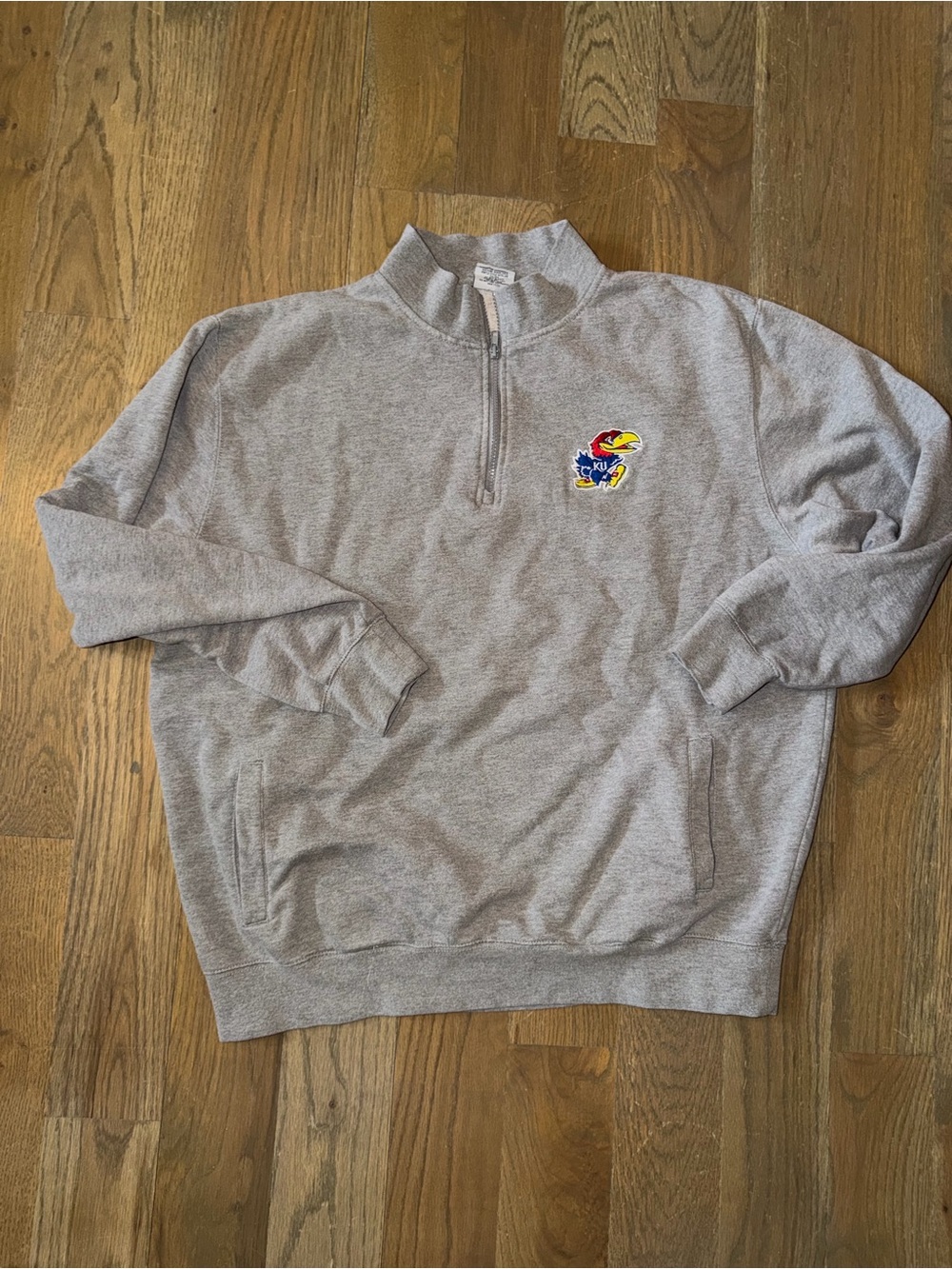 Gray Kansas Jayhawks KU quarter zip sweatshirt #jayhawks #college sz XXL
